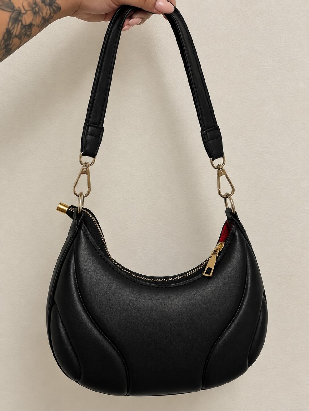 Black Crescent Shoulder Bag - Unbranded